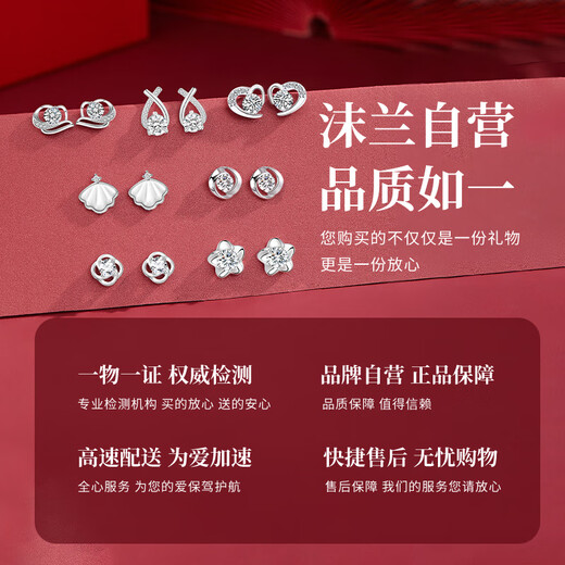 Molan Light Luxury S925 Silver Needle Weekly Earrings Women's Weekly Gift Box Set Birthday Anniversary Gift for Girlfriend