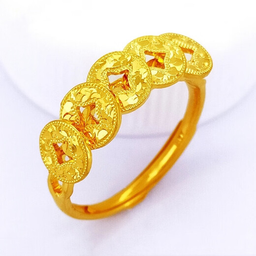 GRAYCEWODY Old Phoenix 999 Gold Gold Silver Five Emperors Money Crushed Ice Ring Live Female Ring Ring Light Luxury Fashion Ring 0.10g Old Phoenix Gold Store Model