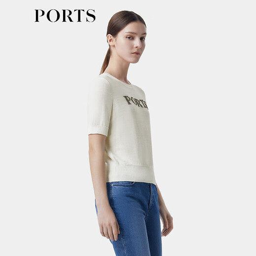 Ports Women's Clothing 2023 Sweater de manga larga de primavera y verano LP9K719SKT021 Milk White S