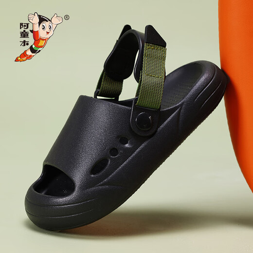 Astro Boy Children's Sandals 2025 Summer New Hole Shoes Indoor and Outdoor Bathroom Bathroom Anti-slip Boys Slippers Beach Shoes Black 24 Inner Length About 17 cm