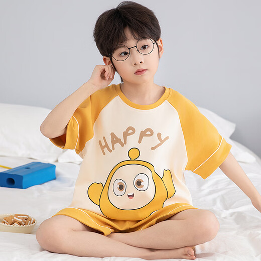Nezha Ao Bing Boys Pyjamas Sommer reines Baumwoll kurzärmelige dünne mittelgroße Kinder Jungen Student Kinder Heimkleidung Set T691 Ei [reines Baumwoll-Kurzärmel-Shorts] Eine Größe empfohlen 133 cm55 Jin [Jin gleich 0,5 kg] innerhalb [14 Größen]