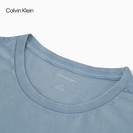 Calvin KleinJeans25春夏新款男士休闲潮流ck字母印花净色纯棉短袖T恤4RB854G CFF-星蓝 L