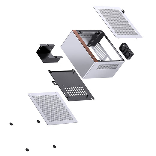 JONSBO N10 silver ITX mini desktop chassis (3.3mm aluminum alloy shell/North American black walnut/ITX version/4.5L volume/1U FLEX power supply)