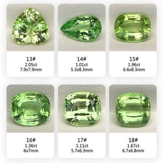 Blue Xianghe 7 tsavorite green apple green mint green bare stone water drop cushion-shaped ring surface gemstone 18k gold men and women ring pendant 2.43 carats 1#