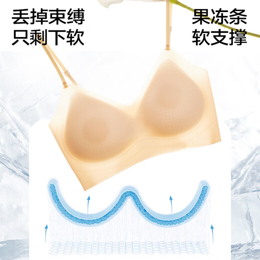 氧心（YANGXIN）两件装夏季内衣女聚拢无痕胸罩无钢圈背心式美背运动女士文胸 黑色+香槟【吊带款】 L