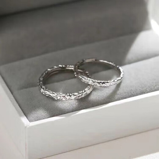 Pupan 96 positive reviews Couple's ring sterling silver ring plain ring 999 pure silver niche candy paper pair Chinese Valentine's Day 52 candy paper-one pair gradient pink gift box