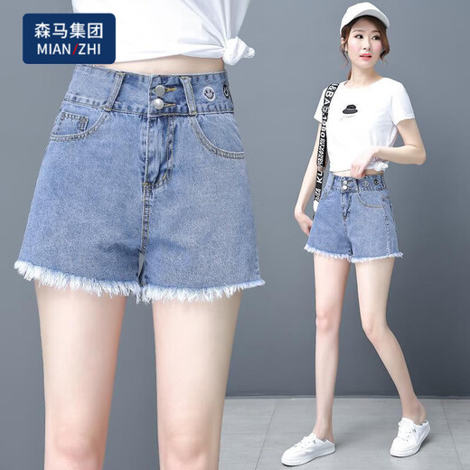Pantalones cortos de mezclilla de algodón para mujeres en 2023 Versión coreana delgada de la cintura alta de verano suelto y adelgazamiento 9926 Blue S Recomendado 80-90Jin [Jin equivale a 0.5 kg]