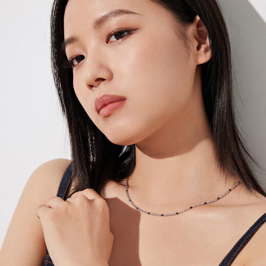Lukfook Jewelry two-color platinum necklace platinum 950 electric black diamond light chain price GJP0001DS about 8.10 grams