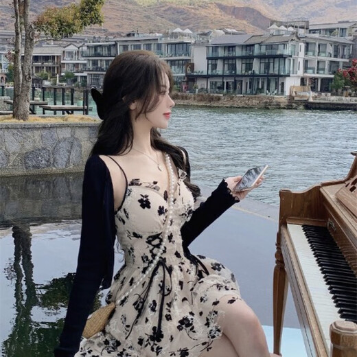 谷舰沐碎花小个子甜美显瘦辣妹性感吊带连衣裙女装御姐气质两件套装夜店 主图款 M 95-105斤