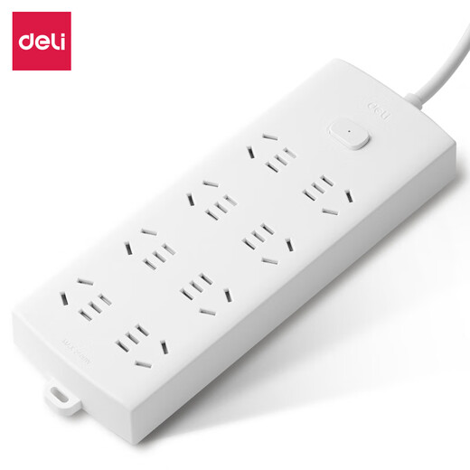 
Deli Yingbai series new national standard extension cord socket terminal board wire core thickened 8-position five-hole general control LX116(05) wire length 5 meters