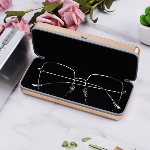2025 Nouvelle boîte de lunettes haut de gamme Anti-pression et anti-pression Portable Portable Mentes pour hommes Aluminium Lunettes en métal Box Silver Mirror Silver Mirror Tissu