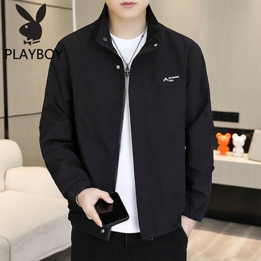 Playboy Men's Jacket 2025 New Youth Casual Versatile Thin Jacket Spring and Autumn Trendy Brand Wear Handsome and Trendy Khaki 2XL 145-165Jin Jin is equal to 0.5 kg