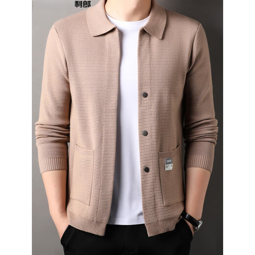 
Lilang men's wool knitted cardigan for middle-aged and young autumn and winter fashion casual men's lapel cardigan jacket trendy beige[8622] 2XL 180[160-180Jin[Jin equals 0.5 kg]]