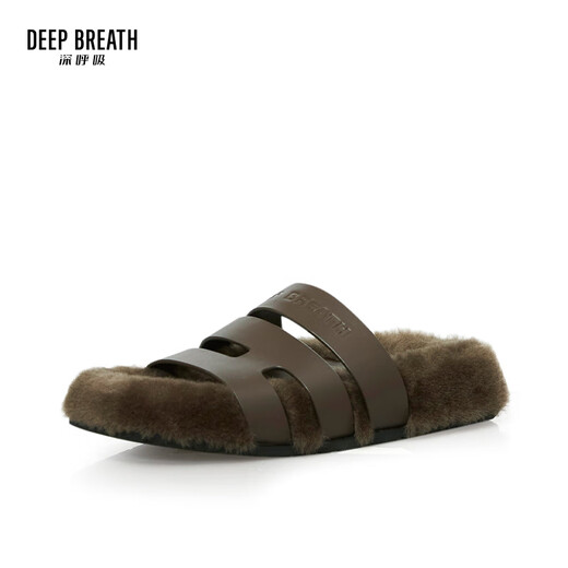 DEEP BREATH深呼吸女鞋毛毛拖鞋外穿羊羔毛懒人休闲棉拖AX14106 咖 35