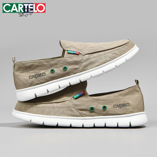 
CARTELO men's shoes summer 2025 Korean version of canvas shoes men's versatile breathable one-foot lazy casual shoes men khaki 43