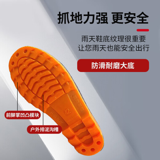 乐优佰易 雨鞋黑色雨靴中筒44码 防水鞋胶鞋户外雨天耐磨不易滑