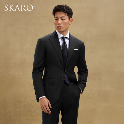 SKARO【高支数澳洲纯羊毛】高端商务西装外套男休闲单西结婚西服 黑色SKG013（单西） 52