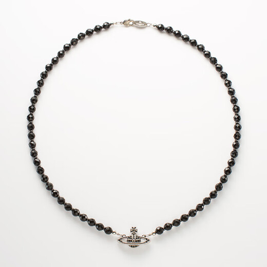 Vivienne Westwood Queen Mother Black Agate Single Layer Necklace Black Necklace for Girlfriend Birthday Gift Genuine Women