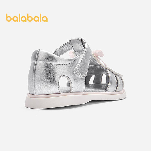 Balabala children's shoes, children's sandals, girls' shoes, summer new beach shoes, ballet style bows, modern style, smoke gray silver 20301 24