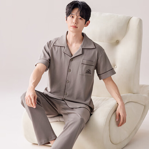 雅鹿睡衣男纯棉夏季2025年新款夏天全棉男士大码可外穿家居服套装 NSALM-LMSJ9215 3XL (建议175-195斤)