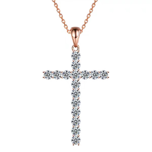 Li Shen 18k gold necklace women's moissanite imitation diamond cross pendant color gold rose gold clavicle chain set chain rose gold single pendant
