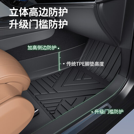车丽友专用于标致5008脚垫tpe全包围包门槛17-23款七座汽车专用环保车垫 TPE单层全包围脚垫 标志5008七座汽车专用