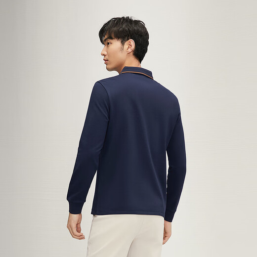 Qipai 5A antibacterial and anti-mite containing modal long-sleeved Polo shirt for men's spring brushed lapel top