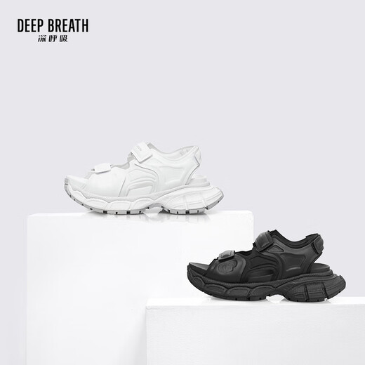 DEEP BREATH深呼吸女鞋休闲魔术贴厚底凉鞋女AX14110 白 36
