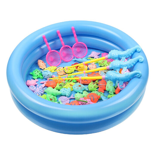 ZNMW children's fishing and water toys magnetic fish children 1 one 2 two 3 three 6 and a half years old baby early education girl boy 14-piece set fishing 12 fish 1 rod 1 net without pond