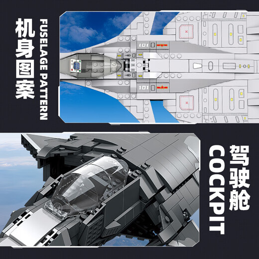 赟娅兼容乐高积木南天门计划白帝空天战机模型老兵军人退伍纪念礼物 歼-20战斗机【1365颗粒】