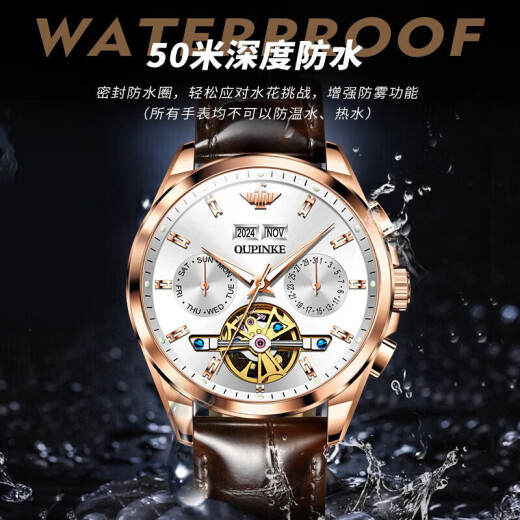 
Patek Philippe Switzerland certified famous watch top ten watches for men fully automatic mechanical watch men's watch luminous waterproof men's watch Oupinke-3291-brown leather rose white free engraving