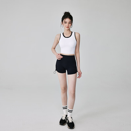 LULUUVTTOH I-shaped sports vest for women, shock-proof running all-in-one Pilates training yoga clothing, can be worn outside fitness tops, Ankora red and white L