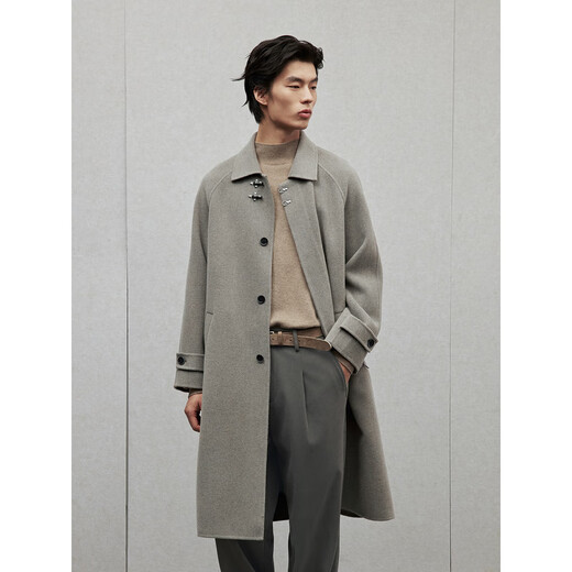 Vêtements pour hommes GXG, conception de boucle avion multicolore, manteau à laine long à la mode, 2024 Nouveau produit d'hiver, gris et vert L