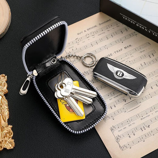 Mutuo Herren Auto Schlüsselbeutel Business Genauer Leder Textur Zipper Universal große Kapazität kreativer Taille hängen Multifunktionsschlüsselbeutel Doppelschicht Reißverschluss-Dark Kaffee