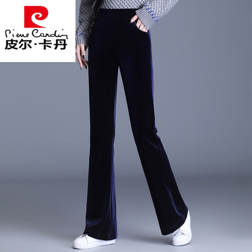 Pier Cardin Velvet Pantalon évasé pour les femmes au printemps et à l'automne Small Gol Velvet Pantalon évasé Slim Pantalon droit hauteur Pantalon long pantalon décontracté 3886 Blue Tablers + Style Velvet 3xl 135-150Jin [Jin est égal à 0,5 kg]