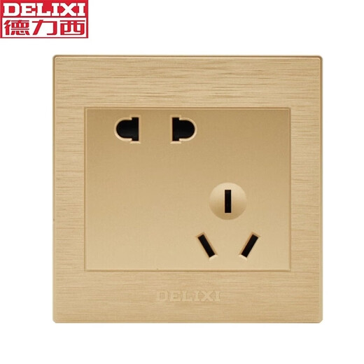 Pobinet de commutateur Delixi CD831 Champagne Gold Brushed Gold 86 Cacheté à trois trous à trois trous Interrupteur d'alimentation à deux trous Open Double contrôle 1
