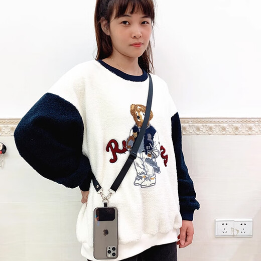 迪普尔 手机挂绳挂脖斜挎加宽背带男女挂绳手机壳垫片夹片防丢绳挂脖绳贴片防盗绳【灰色】