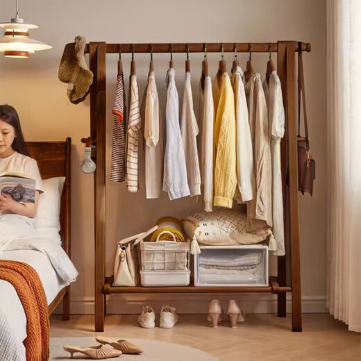 Yuan Yaju solid wood coat rack, all solid wood coat rack, floor-standing clothes rack, bedroom foldable clothes drying rack, simple clothes hanging rack