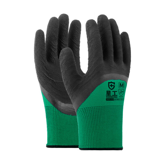 Les gants de protection du travail imprégnés par les travailleurs étoiles imprégnés de la colle, sans glissement, résistant à l'huile, à maintien du chantier de construction industriel gants de protection à 12 paiement XGS-J10