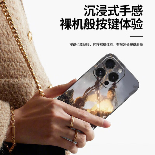 Rihan Wukong es adecuado para Apple 15Promax Cambio de color del teléfono móvil Film 14Pro Back Película 13 Película lateral iPhone 15 A12593M Material integrado con color sólido Matte Back iPhone 16Plus