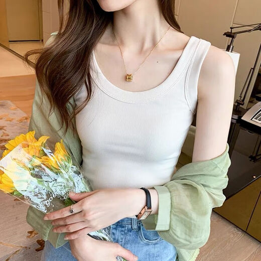 莫代尔两件装吊带背心女新款螺纹无袖薄款内搭打底夏春季外穿性感背心 灰色+灰色[924#] 2XL 建议115-125斤