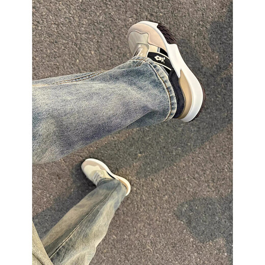 POUM yellow mud jeans men's American high street casual pants spring and autumn trendy brand workwear retro slim straight bootcut pants DDD-394 yellow M recommended 95-115Jin Jin equals 0.5 kg