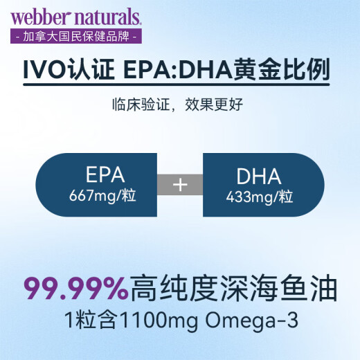 Webo (Webber Naturals) естественный золотисто -рыбий жир 99,99% высокая чистота
