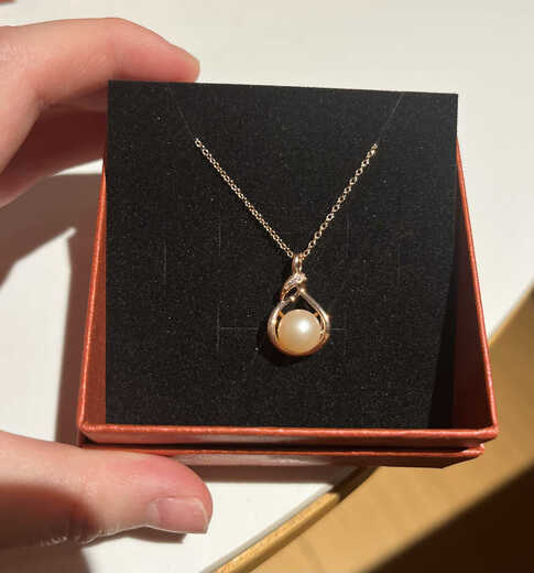 Shumo natural pearl necklace for women 9K gold, attracting wealth, temperament pendant clavicle chain can be given to friends, gold L