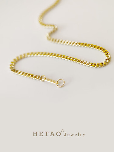 Shumo HETAO minimalist side chain Xiping Cuban chain bracelet sparkling plain gold full 18K gold light gold does not fade other lengths can be customized, customization is not returnable