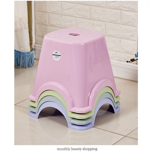 Zhongshang thickened plastic stools for household children's small stool square stool creative fashion bathroom bench living room chair adult low stool 9903 small green