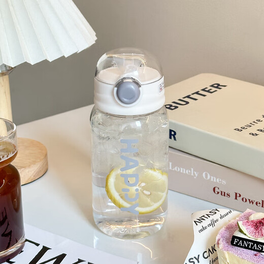 New Spring Simple Straw Plastic Cup High-Looking Student Water Cup Portable Sports Cup Large Capacity Line Gray 550ml Single Cup