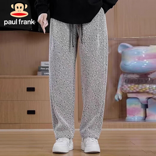 Paul Frank Casual Pants Men's Autumn Chenille Pants Men's Loose Straight Wide Leg Sports Men's Pants Dark Gray XL