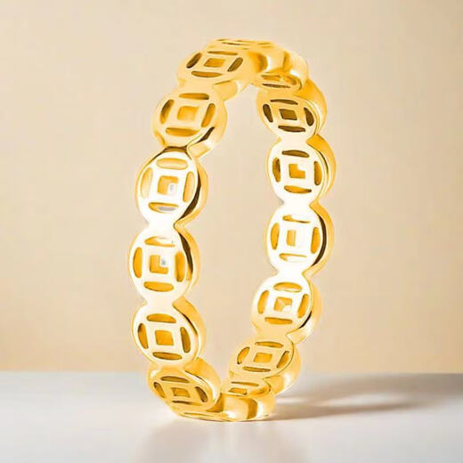 Canxian titanium steel ring women's niche high-end light luxury 18K gold retro stainless steel copper money fortune ring index finger women's tail ring 15-A-3 gold size 12