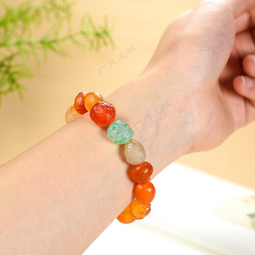 Shien Natural Alxa Gobi Agate Raw Stone Bracelet Raisin Candy Heart Colorful Bracelet Colorful Jade Bracelet for Men and Women Colors